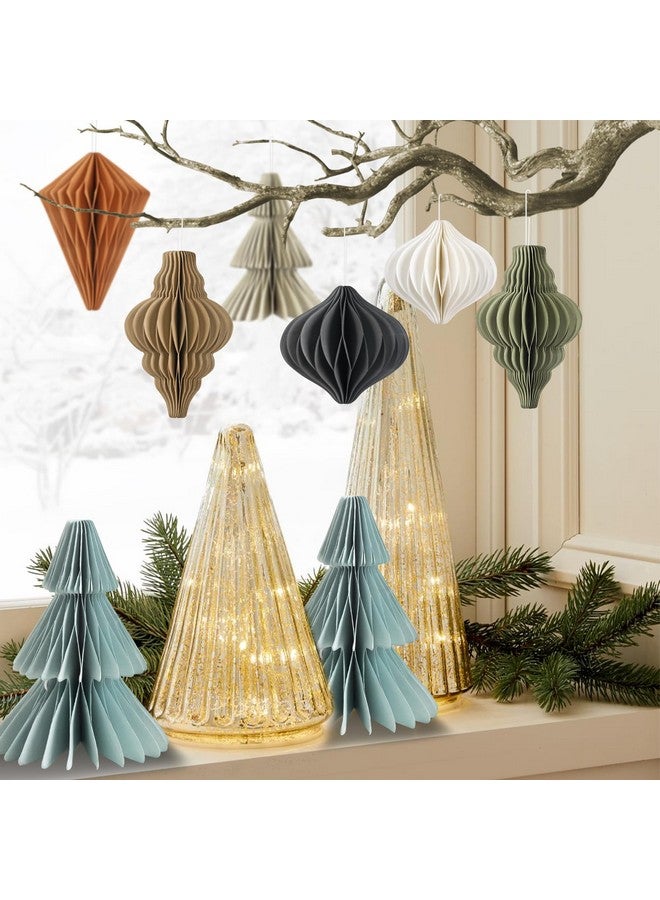 EASY JOY Christmas Party Decorations - 8 PCS Hanging Honeycomb Paper Ornaments Vintage Christmas Tree Decorations Paper Honeycomb Decor for Xmas, New Years Party, Ceilings, Home Decor - Image 4
