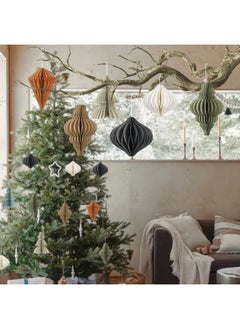 Easy Joy EASY JOY Christmas Party Decorations - 8 PCS Hanging Honeycomb Paper Ornaments Vintage Christmas Tree Decorations Paper Honeycomb Decor for Xmas, New Years Party, Ceilings, Home Decor  - Image 5