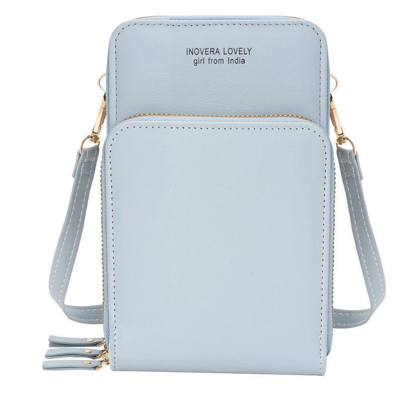 INOVERA (LABEL) Women's Cross-body Adjustable Strap Shoulder Sling Bag Mobile Pouch Card Holder Purse (Light Blue) - Image 5