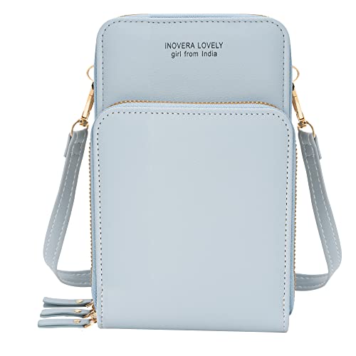 INOVERA (LABEL) Women's Cross-body Adjustable Strap Shoulder Sling Bag Mobile Pouch Card Holder Purse (Light Blue) - Image 1