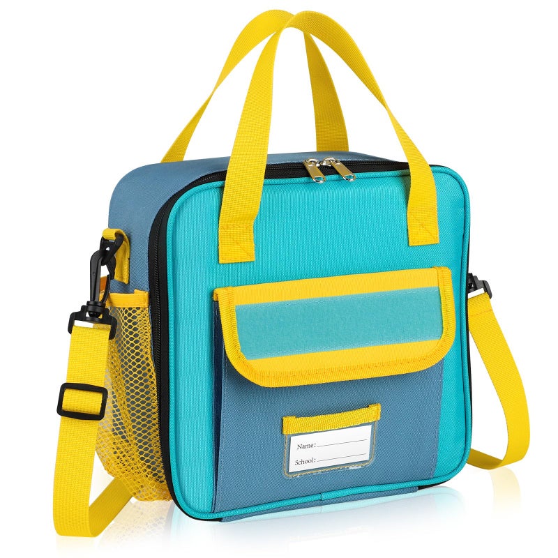 REDSHELL Tactical Lunch Box Kids, Large Insulated Lunch Bag for Boys Girls, Cooler Lunchbag, Square Toddler Lunchbox, School Daycare Lunch Tote Pail with Water Bottle Holder Shoulder Strap, Blue - Image 1