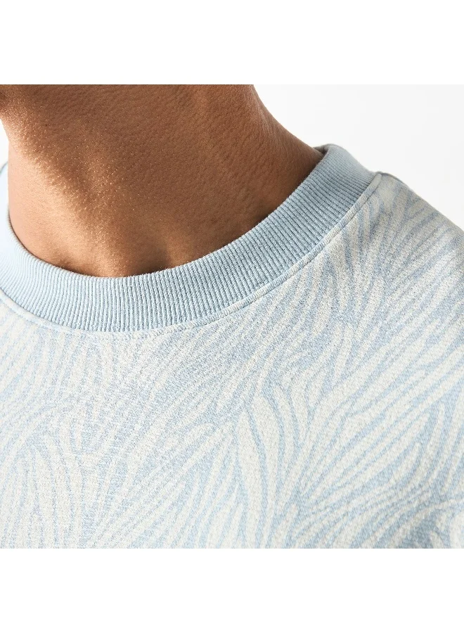 Iconic Printed Textured T-shirt with Short Sleeves