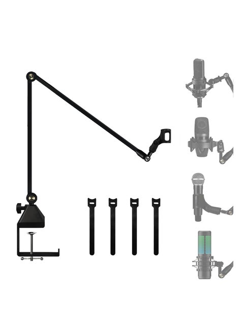 Microphone Arm Stand, Low Profile Mic Boom Arm Suspension Stand with 3/8 to 5/8 inch Screw Adapter for Recording, Gaming, Streaming, Podcasting
