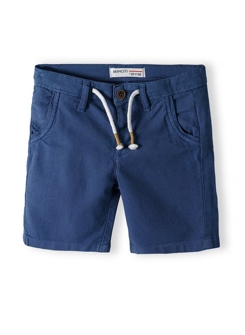 MINOTI Boys linen shorts with button and zip navy - Image 1
