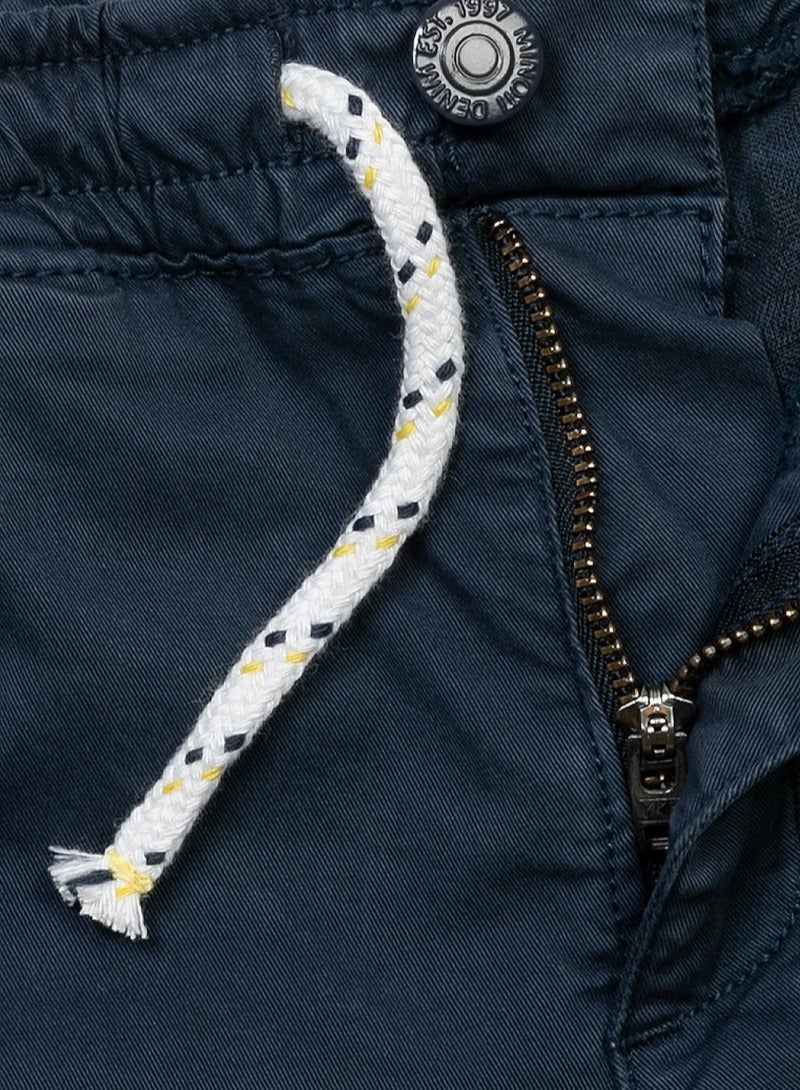 MINOTI Boys linen shorts with button and zip navy - Image 3
