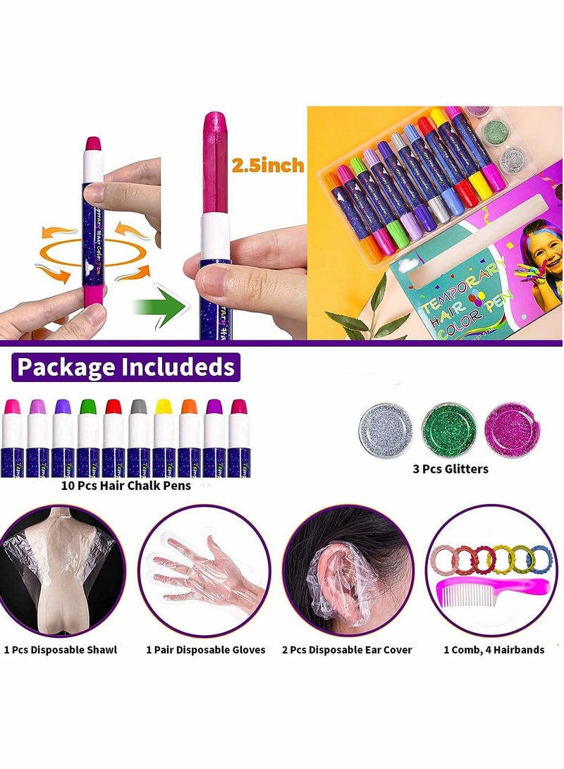 SYOSI طباشير الشعر، طباشير الشعر للفتيات، لون شعر مؤقت، 22 قطعة صبغة شعر، أقلام صبغ لون شعر ساطعة مؤقتة، لون شعر قابل للغسل، آمن للأطفال والمراهقين، هدايا عيد ميلاد رائعة للفتيات والفتيان - Image 2