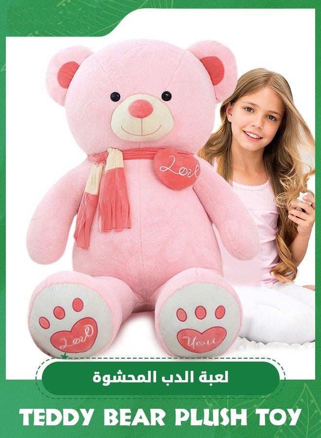 دوركو دب كبير محشو بقياس 39 بوصة مع وشاح، هدية رائعة في ، ديكور دافئ وجميل للأطفال، دب عملاق ناعم ولطيف، دمية دافئة للأطفال والزفاف - Image 1