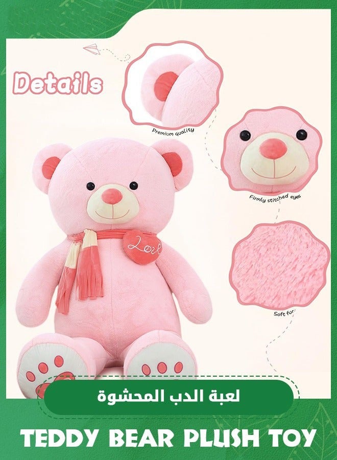 دوركو دب كبير محشو بقياس 39 بوصة مع وشاح، هدية رائعة في ، ديكور دافئ وجميل للأطفال، دب عملاق ناعم ولطيف، دمية دافئة للأطفال والزفاف - Image 3