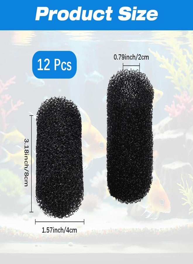 مجموعة CREATCABIN المكونة من 12 قطعة من إسفنج فلتر حوض السمك، لون أسود، مقاس 0.87 بوصة، بديل لغطاء إسفنجي ناعم للفلتر المسبق، ملحقات لأحواض أسماك الزينة الصغيرة والروبيان، واقي مدخل الماء - Image 2