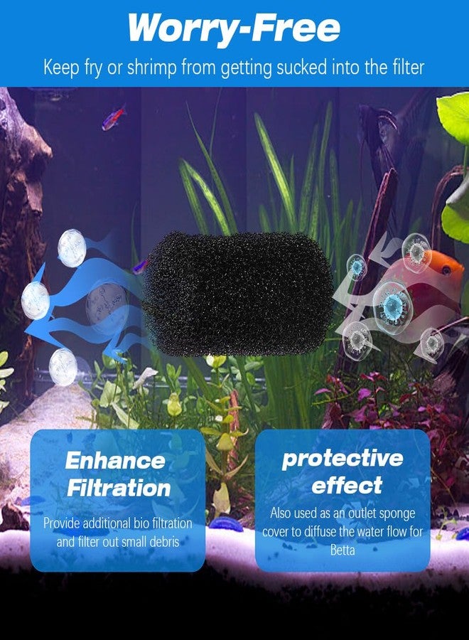 مجموعة CREATCABIN المكونة من 12 قطعة من إسفنج فلتر حوض السمك، لون أسود، مقاس 0.87 بوصة، بديل لغطاء إسفنجي ناعم للفلتر المسبق، ملحقات لأحواض أسماك الزينة الصغيرة والروبيان، واقي مدخل الماء - Image 4