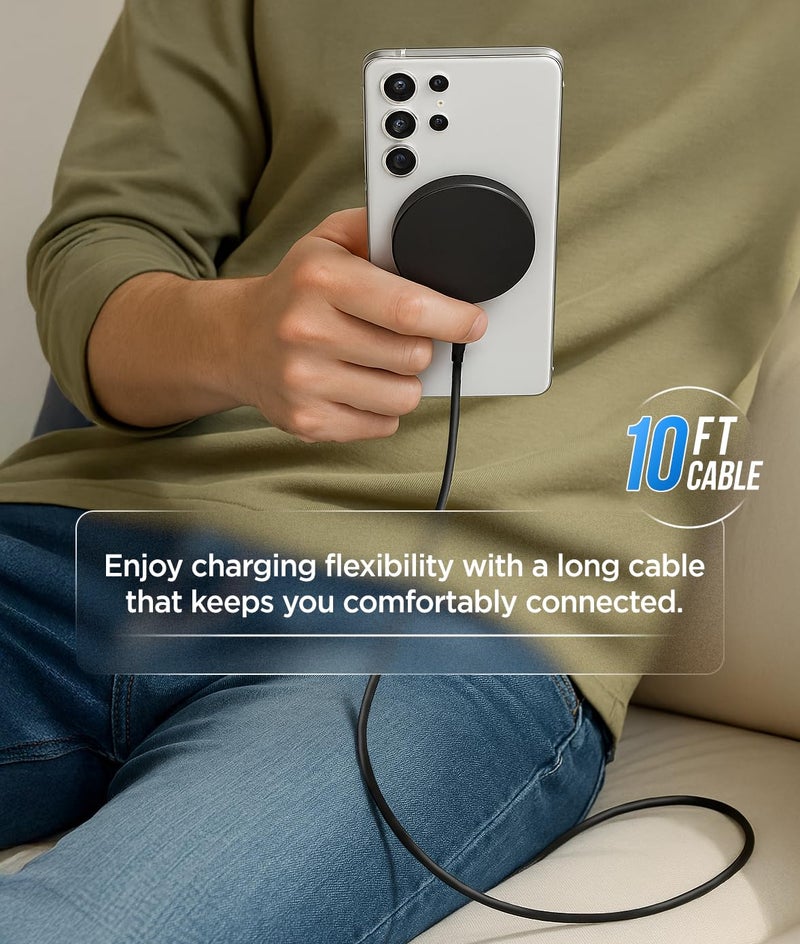 Galvanox Magnetic Wireless Charger for Samsung Galaxy Phones with Fast Charging (25W PPS) Power Adapter, 10ft Cable (S25 Ultra, S25 Plus/ S24 Ultra), Black - Image 5