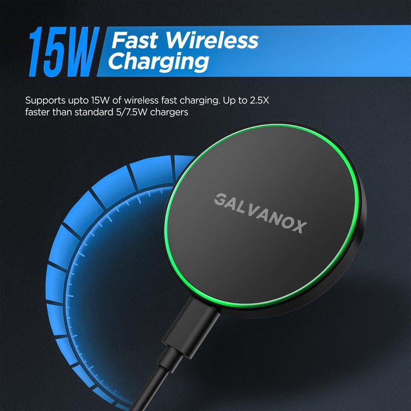Galvanox Magnetic Wireless Charger for Samsung Galaxy Phones with Fast Charging (25W PPS) Power Adapter, 10ft Cable (S25 Ultra, S25 Plus/ S24 Ultra), Black - Image 2