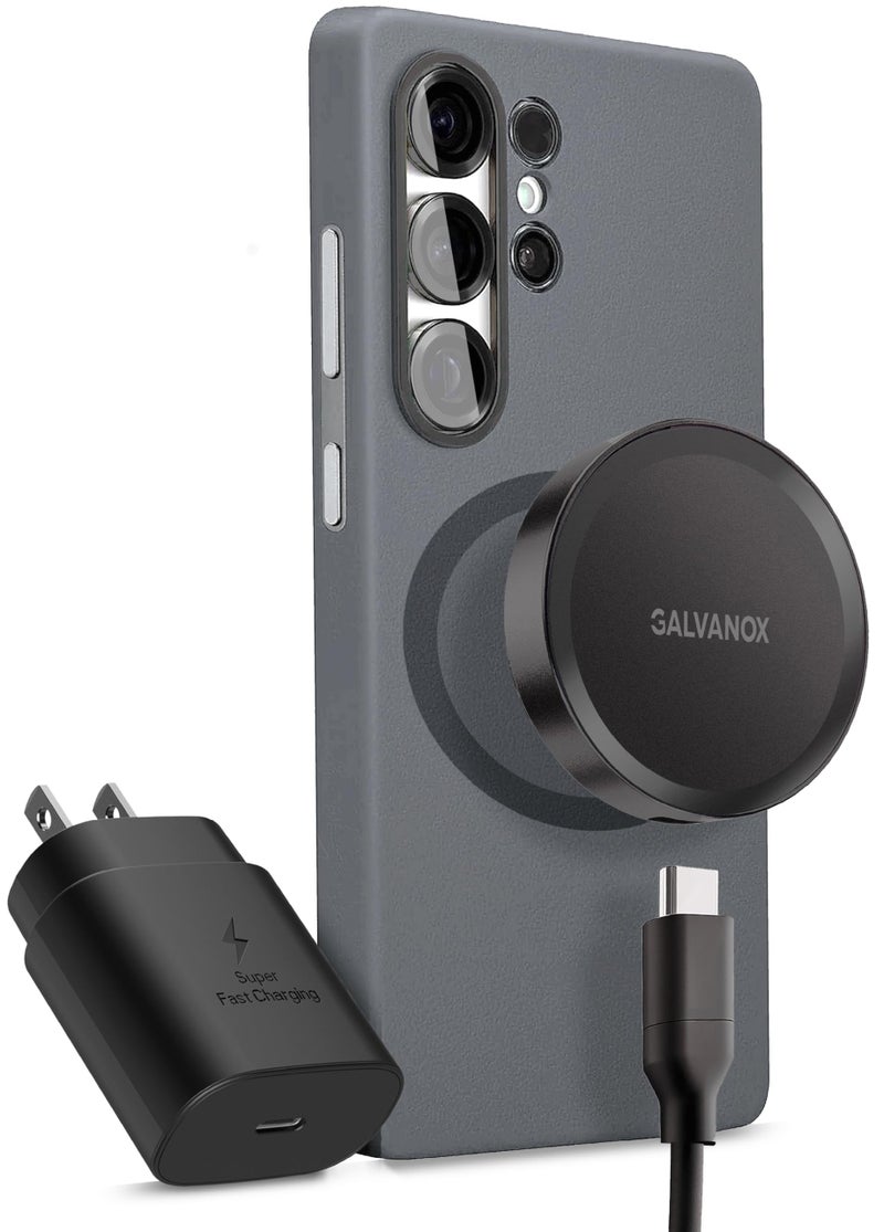 Galvanox Magnetic Wireless Charger for Samsung Galaxy Phones with Fast Charging (25W PPS) Power Adapter, 10ft Cable (S25 Ultra, S25 Plus/ S24 Ultra), Black - Image 1