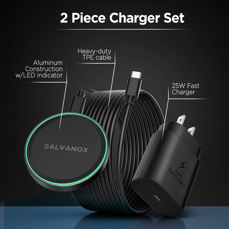 Galvanox Magnetic Wireless Charger for Samsung Galaxy Phones with Fast Charging (25W PPS) Power Adapter, 10ft Cable (S25 Ultra, S25 Plus/ S24 Ultra), Black - Image 4