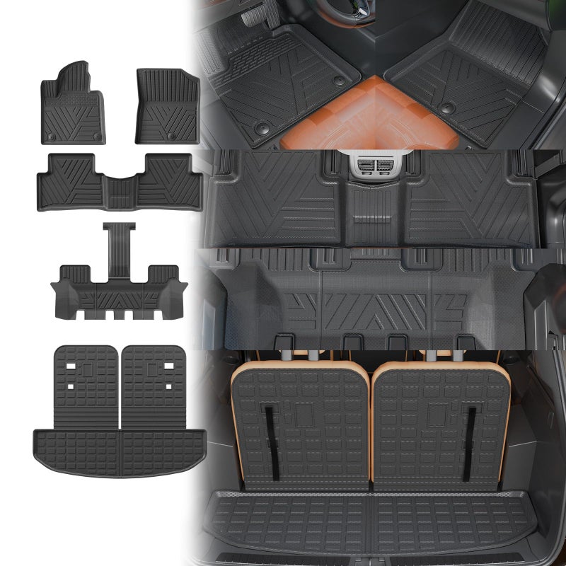 Thinzyou Floor Mats Compatible with 20212025 2026 Kia Sorento 67 Passenger Cargo Mat TPE Back Seat Cover Protector 2024 Sorento Accessories Fit 67 SeatsTrunk Mat with Backrest MatsFloor Mats