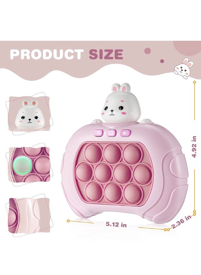 Pop Fidget Games for Kids, Handheld Quick Push Bubble Toy, Push Bubble Pop Puzzle Game, 4 Modes, More Challenging Travel Portable Puzzle Game Machine for Kids Girl Boy Birthday Gift（Rabbit）