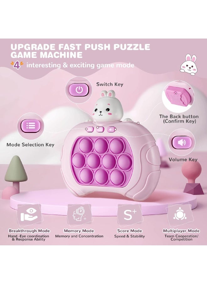Pop Fidget Games for Kids, Handheld Quick Push Bubble Toy, Push Bubble Pop Puzzle Game, 4 Modes, More Challenging Travel Portable Puzzle Game Machine for Kids Girl Boy Birthday Gift（Rabbit） - Image 2