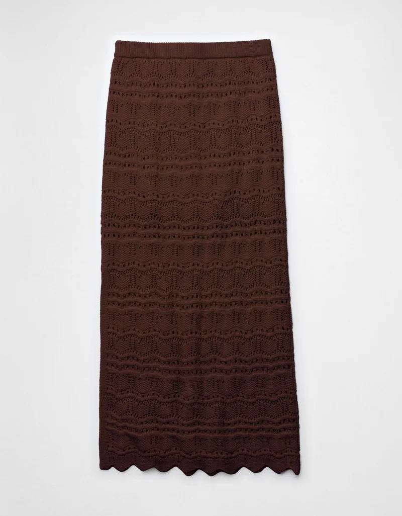 American Eagle  AE Sunchaser Mid-Rise Crochet Knit Maxi Skirt for Women | Best Price UAE