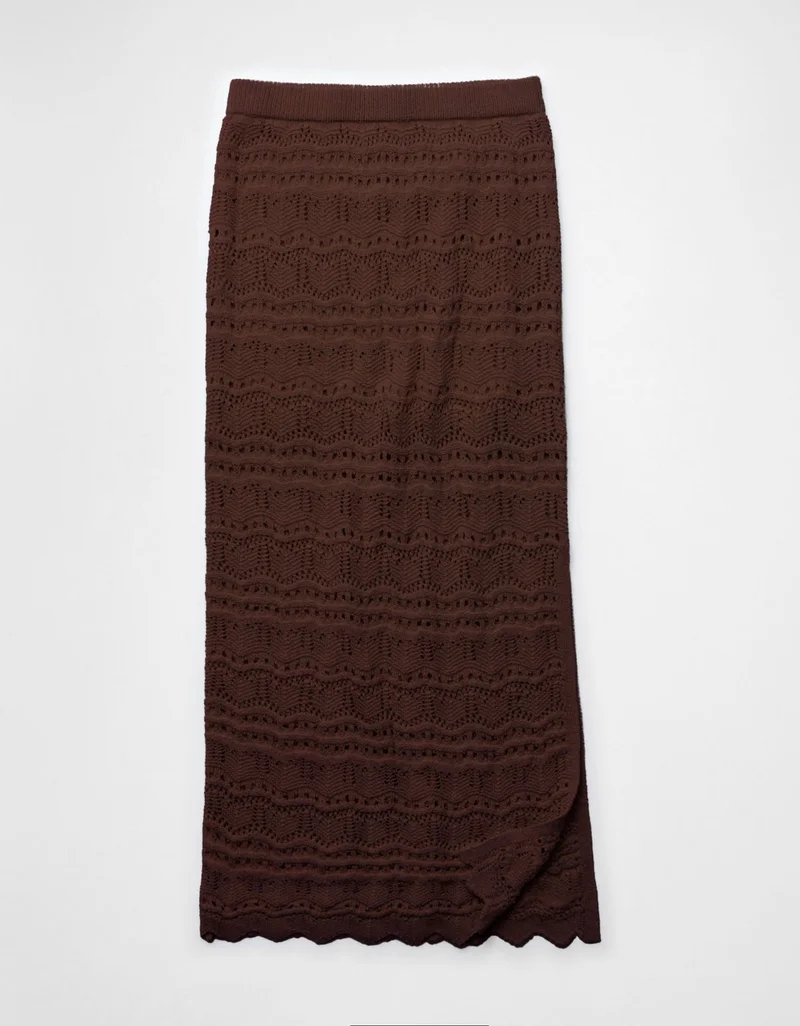 AE Sunchaser Mid-Rise Crochet Knit Maxi Skirt