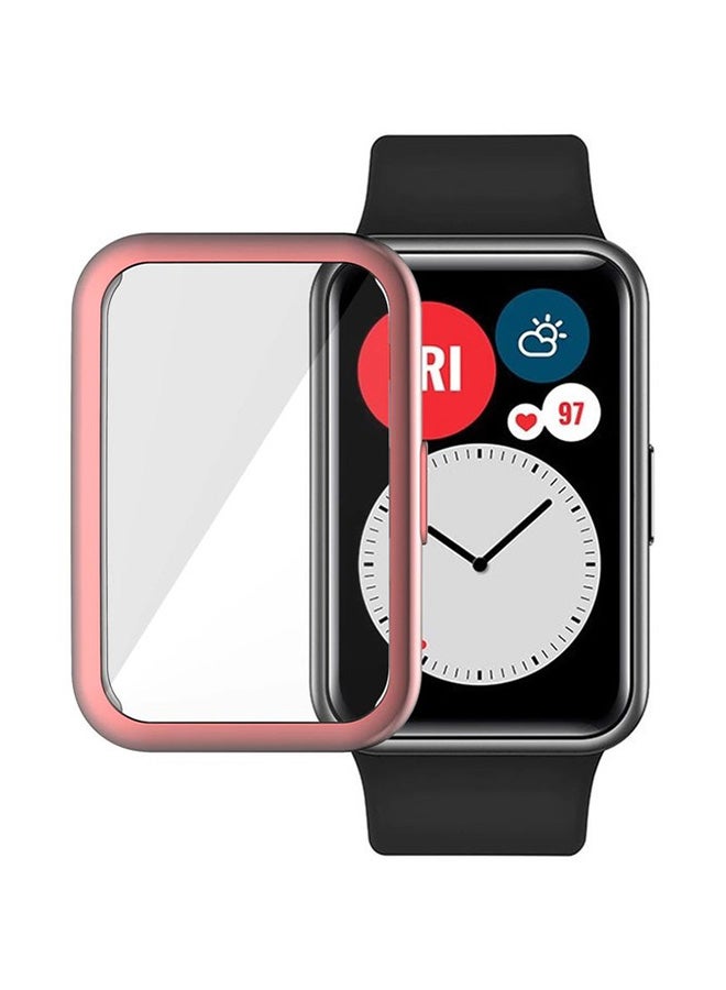 3-Piece Protective Case For Huawei Watch Fit Clear/Black/Rose - Image 4