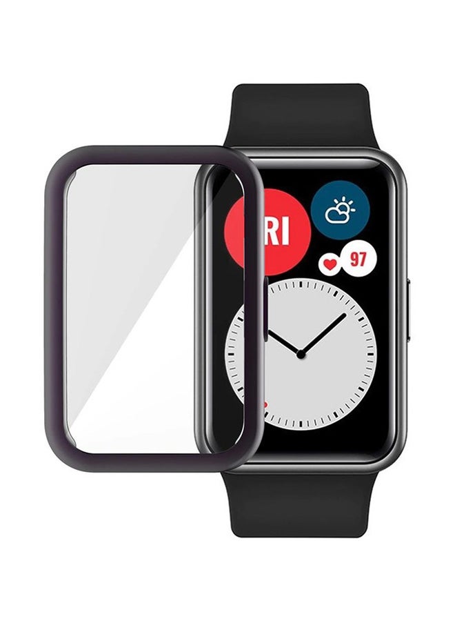 3-Piece Protective Case For Huawei Watch Fit Clear/Black/Rose - Image 2