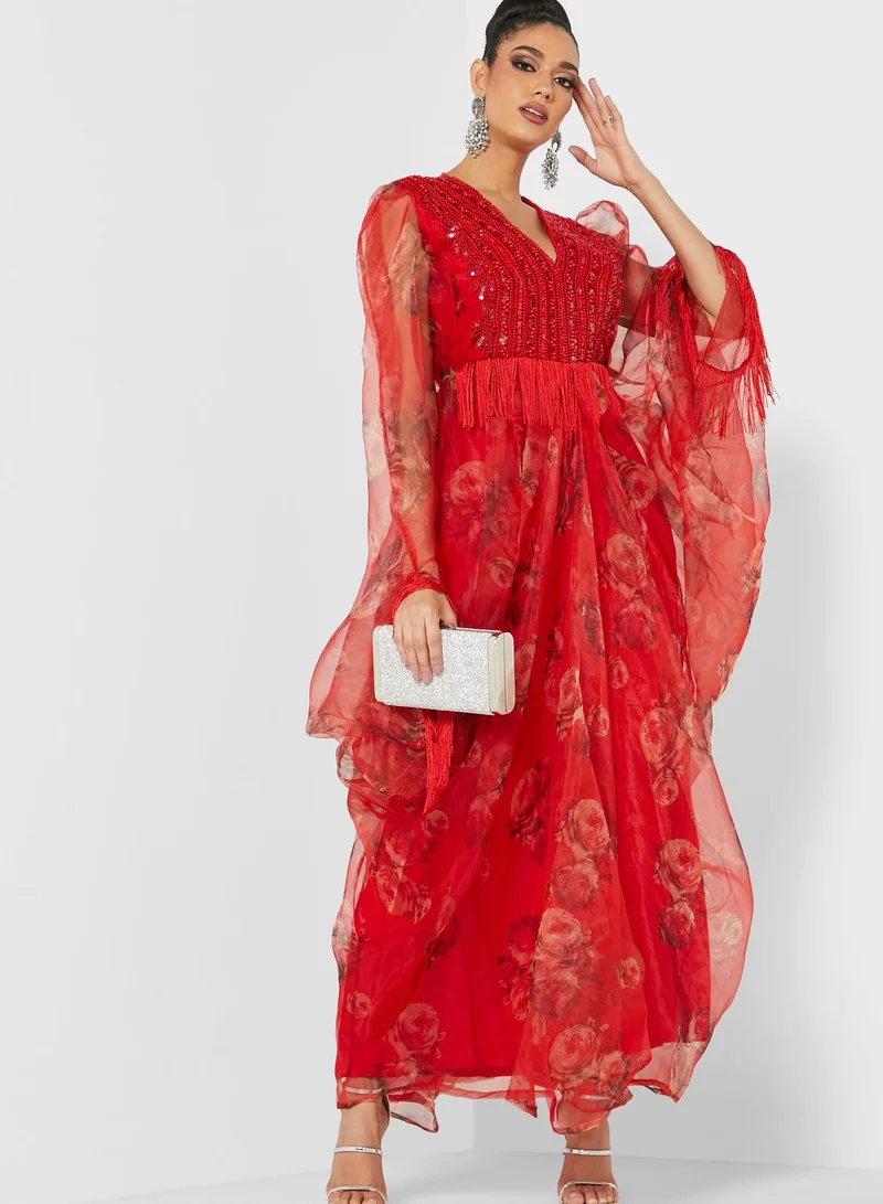 a star is born Embellished Asymmetric Sleeve Kaftan