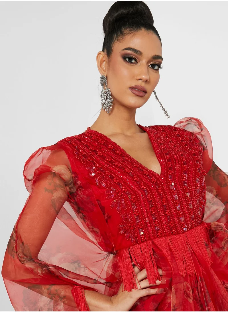 a star is born Embellished Asymmetric Sleeve Kaftan