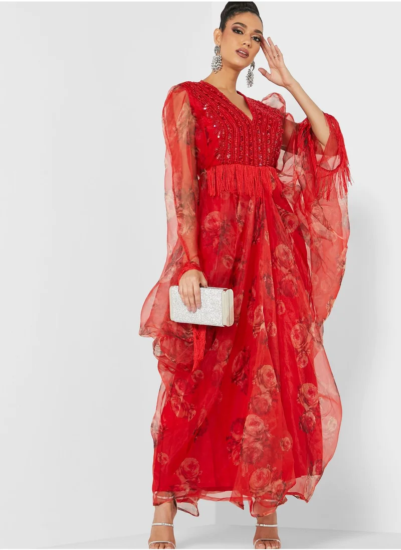 a star is born Embellished Asymmetric Sleeve Kaftan