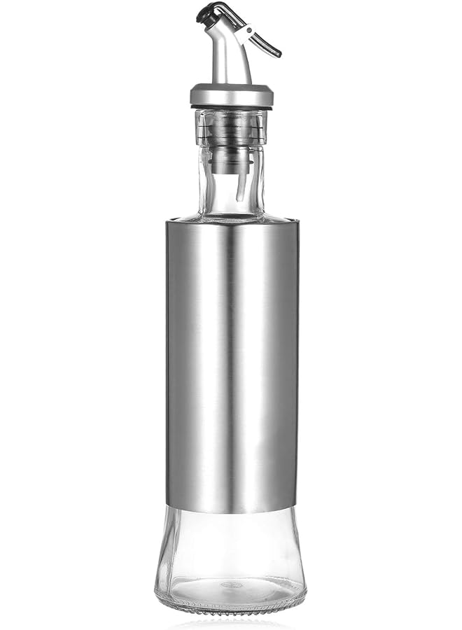 SHOWAY Olive Oil Dispenser Glass And Stainless Steel Bottle Drizzler Vinegar And Oil Cruet With Pourer Drip Free Spout For Kitchen 300Ml 10Oz - Image 1