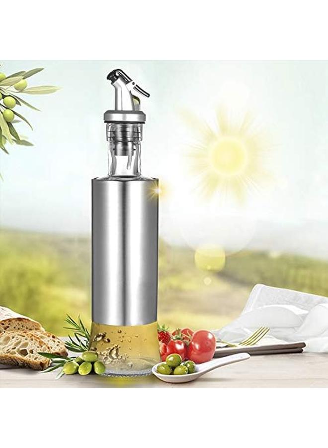 SHOWAY Olive Oil Dispenser Glass And Stainless Steel Bottle Drizzler Vinegar And Oil Cruet With Pourer Drip Free Spout For Kitchen 300Ml 10Oz - Image 2