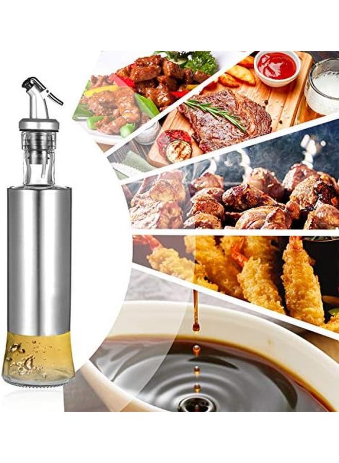 SHOWAY Olive Oil Dispenser Glass And Stainless Steel Bottle Drizzler Vinegar And Oil Cruet With Pourer Drip Free Spout For Kitchen 300Ml 10Oz - Image 4