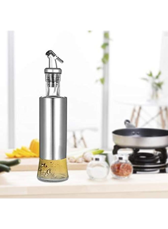 SHOWAY Olive Oil Dispenser Glass And Stainless Steel Bottle Drizzler Vinegar And Oil Cruet With Pourer Drip Free Spout For Kitchen 300Ml 10Oz - Image 3