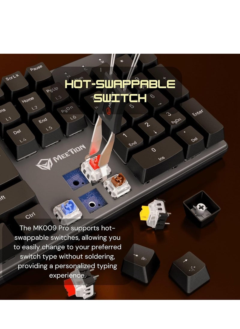 Meetion - Meetion MK009 Pro Hot Swap Mechanical Keyboard Ergonomic Design Full Key Anti-Ghosting ABS Keycaps High Quality Metal Matte Panel Mechanical switches Gaming keyboards - Image 1