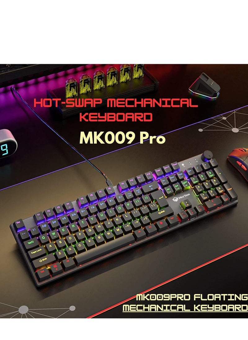 Meetion - Meetion MK009 Pro Hot Swap Mechanical Keyboard Ergonomic Design Full Key Anti-Ghosting ABS Keycaps High Quality Metal Matte Panel Mechanical switches Gaming keyboards - Image 1
