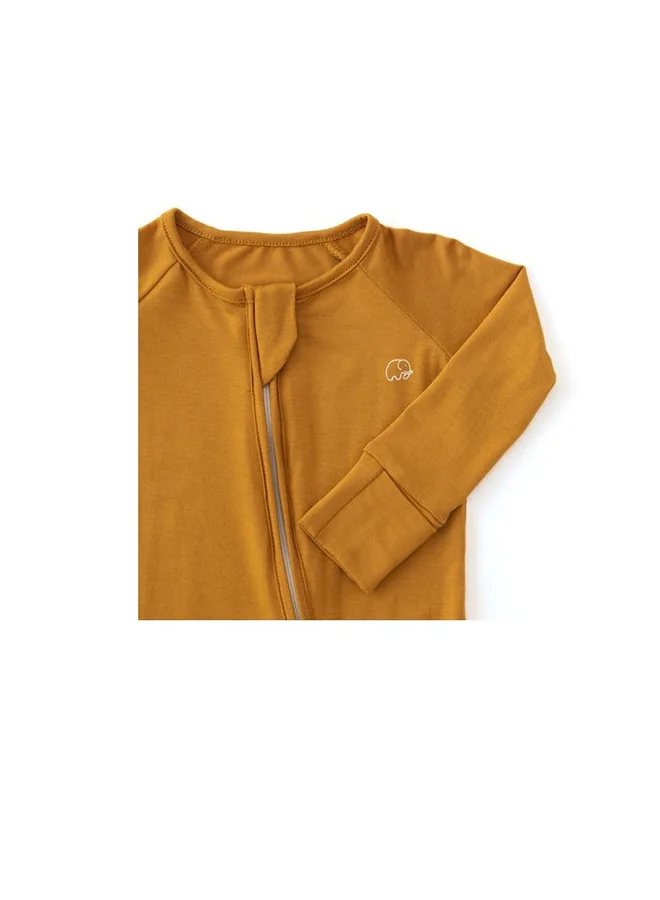 Anvi Baby Organic Zipper Romper Mustard 95% Bamboo 5% Spandex 0 to 3 months