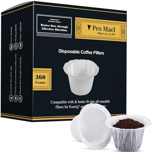 Pro Mael 360 Count Disposable K Cup Filters, Coffee Filter Paper for Keurig Brewers Single Serve 1.0 and 2.0, Use with Reusable K Cup Pods (White) - Image 1