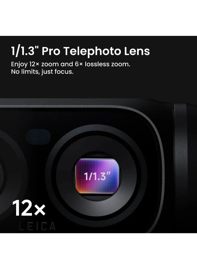 انستا 360 Luna Cosmic Black Ultra Bundle- 8K Vlogging Camera with Dual Leica Lenses, 12× Zoom, 1" Sensor, Detachable 2" Touchscreen, Triple AI Chip, Pocket Gimbal Camera for Vlog Photography - Image 3