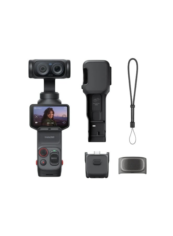 انستا 360 Luna Cosmic Black Ultra Bundle- 8K Vlogging Camera with Dual Leica Lenses, 12× Zoom, 1" Sensor, Detachable 2" Touchscreen, Triple AI Chip, Pocket Gimbal Camera for Vlog Photography - Image 1