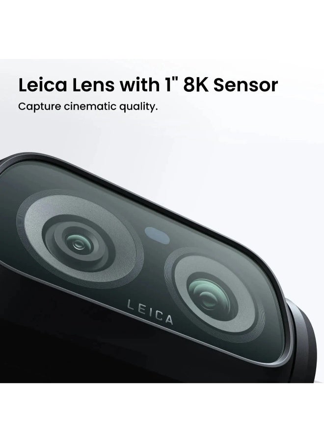انستا 360 Luna Cosmic Black Ultra Bundle- 8K Vlogging Camera with Dual Leica Lenses, 12× Zoom, 1" Sensor, Detachable 2" Touchscreen, Triple AI Chip, Pocket Gimbal Camera for Vlog Photography - Image 2