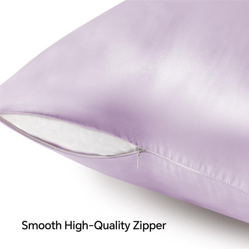 بيديليت حالات وسادة ساتين بيدليت مع سحاب لافندر كينج حجم وسادة مجموعة من 2 ناعمة وتبريد شبيهة بحالات وسادة الحرير هدية للنساء الرجال (20 × 36 بوصة) - Image 5