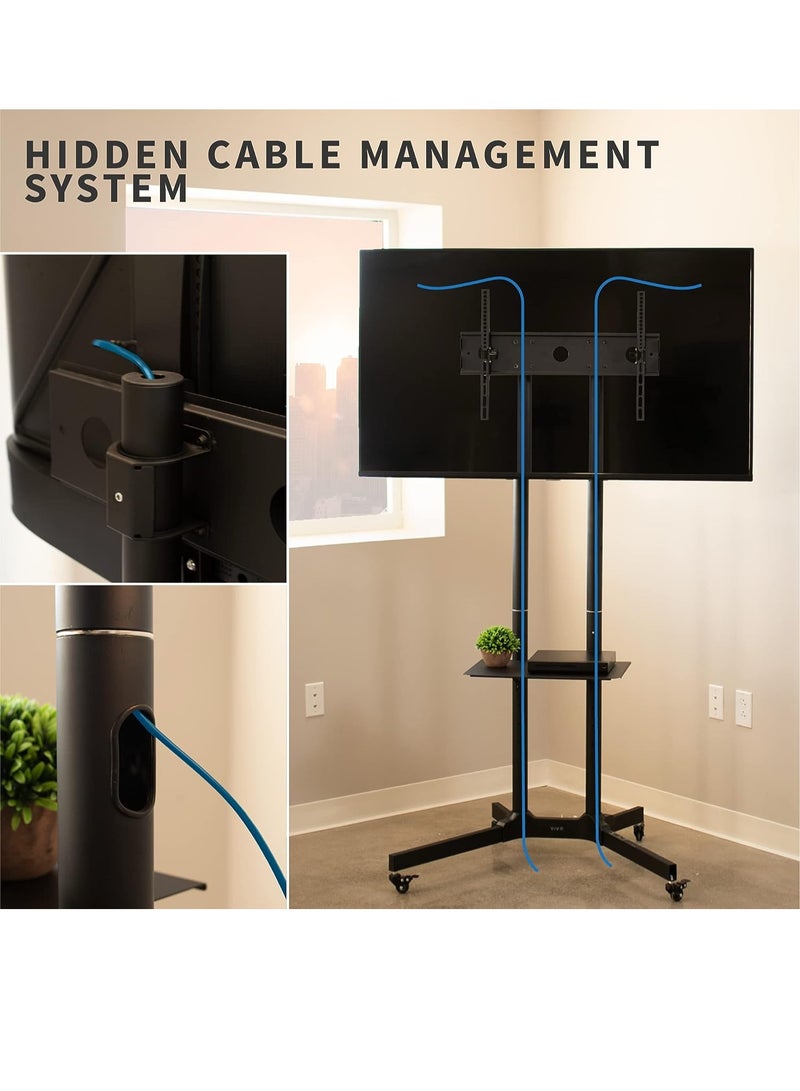 iview Adjustable Rolling TV Stand Hold up to 132 lbsight - Image 4