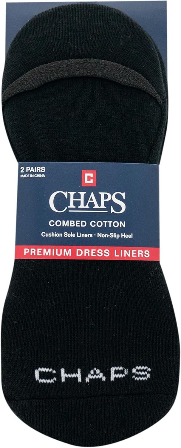 Chaps Mens Premium Cotton Dress Liner Socks2 Pair PackCushion Comfort Sole and Solid Color Black Shoe Size 612 - Image 3