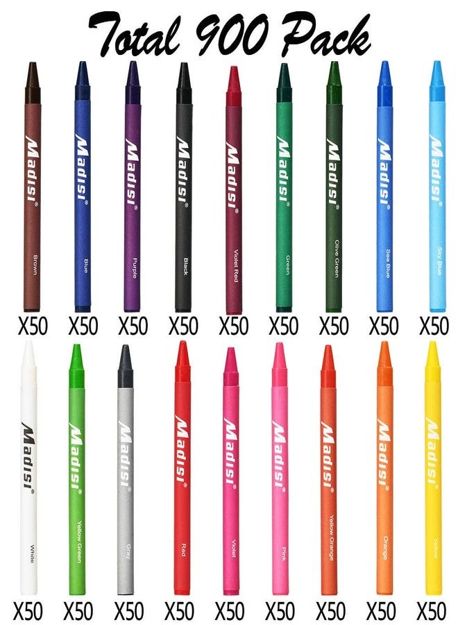 Madisi Crayon Bulk pack, Regular Size, 18 Colors, 900 Count - Image 2