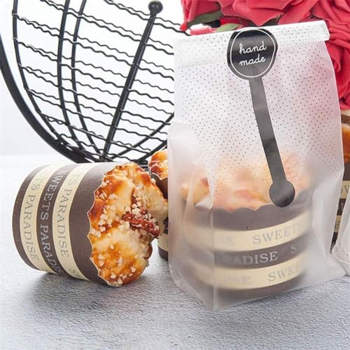 Searik Cookie Bags for Packaging, Searik Translucent Plastic Cellophane Pastry Treat Bags for Party Gift Giving Bakery Bread Candy Chocolate Wrapping Goods with Stickers and Ribbon (3.5 x 8.8 Inches, 80 Pcs) - Image 3