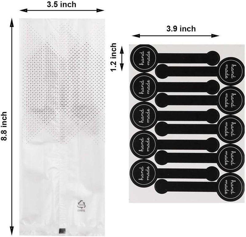 Searik Cookie Bags for Packaging, Searik Translucent Plastic Cellophane Pastry Treat Bags for Party Gift Giving Bakery Bread Candy Chocolate Wrapping Goods with Stickers and Ribbon (3.5 x 8.8 Inches, 80 Pcs) - Image 2