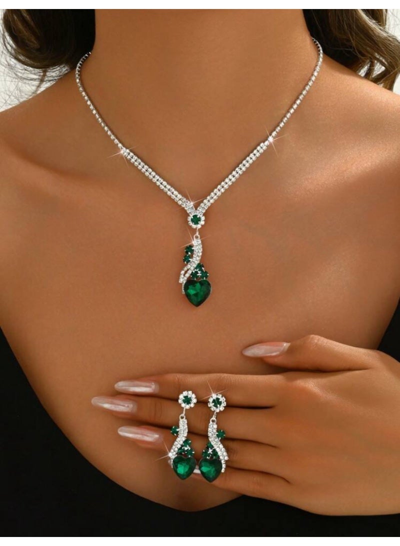 JewelryPalace Amazing Trendy Women's Zirconia Necklace And Earrings Jewellery Set  - Image 2
