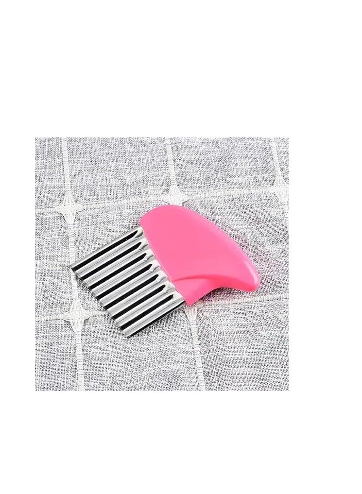 سيجوي سكين مموج من الفولاذ المقاوم للصدأ، قطاعة بطاطس حادة، قطاعة سهلة التنظيف، أدوات تقطيع المطبخ شائعة الاستخدام للبطاطس والجبن، وردي - Image 5