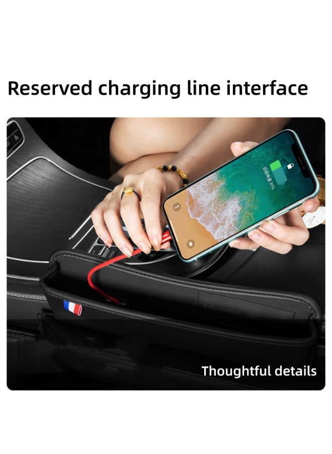NOVOLAN Car Seat Gap Storage Box, PU Leather Car Storage Box Seat Gap Storage Box Car Decorative Supplies Sundries Storage Box Grid, Card Slot Fill The Gap Expandable Storage Easy Install (black) - Image 2