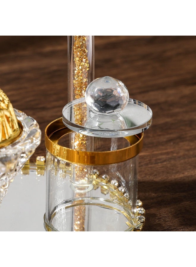 مجموعة مبخر البخور من الزجاج الكريستال الفاخر مع زخارف ذهبية، مجموعة العلاج بالروائح بالنمط الشرق أوسطي مع صينية وملعقة - Image 5