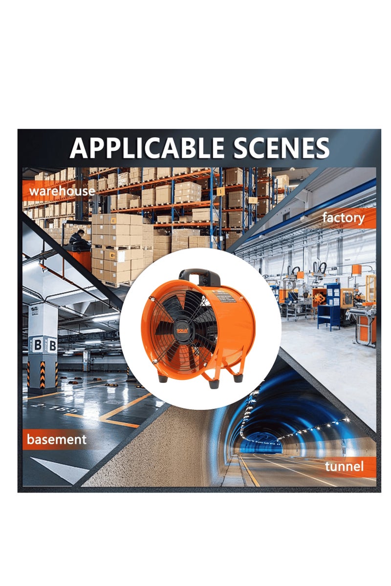 بوناي مروحة تهوية صناعية محمولة مقاس 16 بوصة (400 مم) - سرعة عالية 1100-1500 واط، تدفق هواء 128 متر مكعب/دقيقة، ضغط ثابت 450 باسكال، 2900 دورة في الدقيقة، مناسبة لورش العمل الشاقة، للاستخدام في البناء والتهوية، موديل BN-HK53 - Image 5